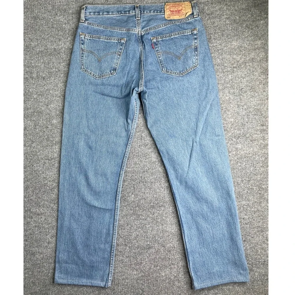 Levi's 501‎ Jeans Mens W34 L34 Blue Straight Leg Button Fly Made in UK Vintage